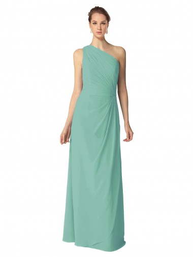 Long Sleeveless Soft Chiffon Jade A-Line Bridesmaid Dress Newcastle