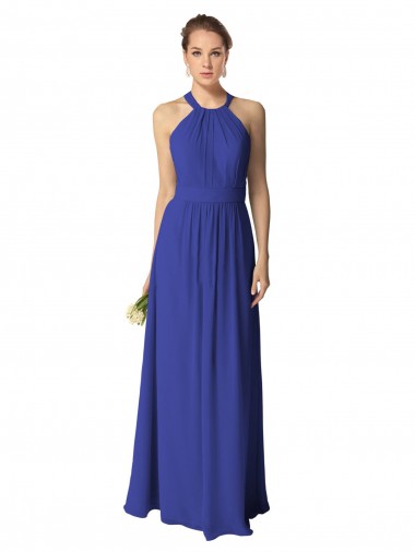 Long Sleeveless Soft Chiffon Royal Blue A-Line Evening Dress / Bridesmaid Dress Newcastle