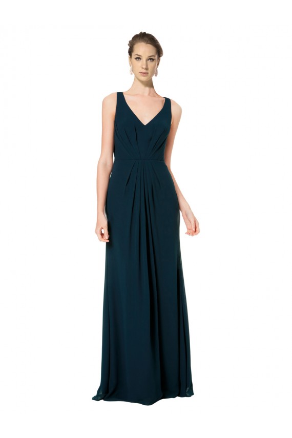 Long Sleeveless Soft Chiffon Midnight Green A-Line Bridesmaid Dress Newcastle