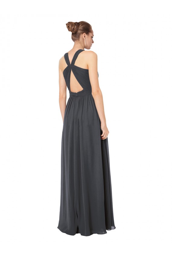 Long Sleeveless Soft Chiffon Stormy Silver A-Line Bridesmaid Dress Newcastle
