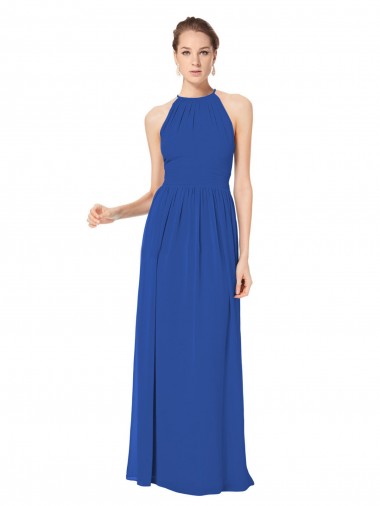 Long Sleeveless Chiffon Royal Blue A-Line Bridesmaid Dress / Evening Dress Newcastle