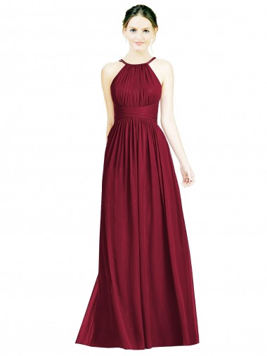 Long Sleeveless Chiffon Burgundy A-Line Formal Dress / Bridesmaid Dress Newcastle