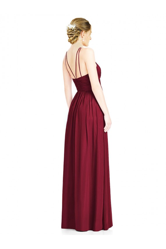 Long Sleeveless Chiffon Burgundy A-Line Formal Dress / Bridesmaid Dress Newcastle