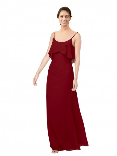 Long Sleeveless Soft Chiffon Burgundy Sheath Bridesmaid Dress Newcastle