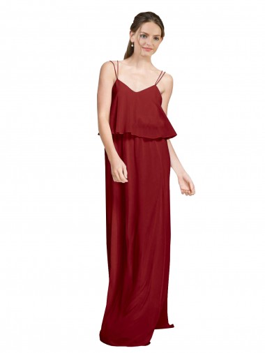 Long Sleeveless Chiffon Burgundy A-Line Bridesmaid Dress Newcastle