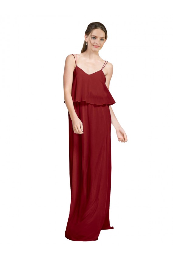 Long Sleeveless Chiffon Burgundy A-Line Bridesmaid Dress Newcastle