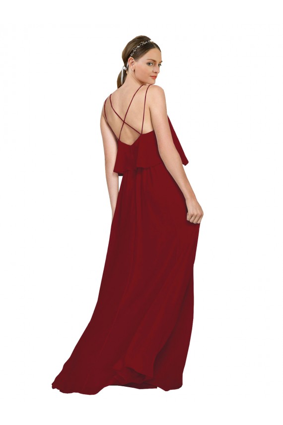 Long Sleeveless Chiffon Burgundy A-Line Bridesmaid Dress Newcastle