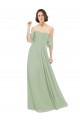 Long Cold Shoulder Soft Chiffon Smoke Green A-Line Bridesmaid Dress Newcastle