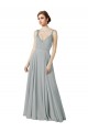 Long Sleeveless Chiffon Silver V-Neck A-Line Bridesmaid Dress / Evening Dress Newcastle