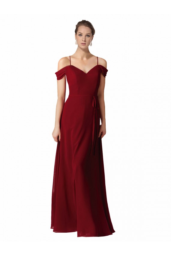 Long Sleeveless Chiffon Burgundy Sweetheart A-Line Bridesmaid Dress / Evening Dress Newcastle