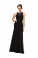 Long Sleeveless Soft Chiffon & Lace Black Sheath Bridesmaid Dress Newcastle