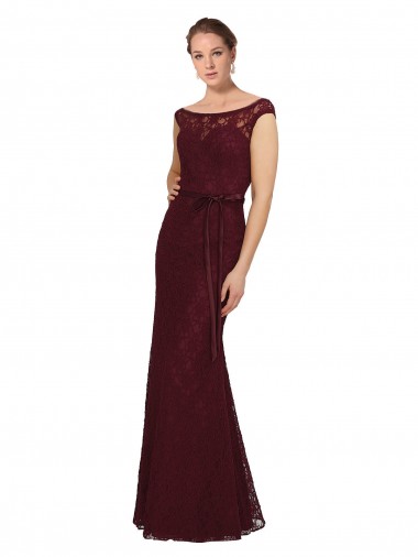 Long Cap Sleeves Soft Chiffon Burgundy Gold Sheath Bridesmaid Dress Newcastle