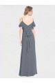 Long Flutter Sleeves Soft Chiffon Slate Grey A-Line Bridesmaid Dress Newcastle