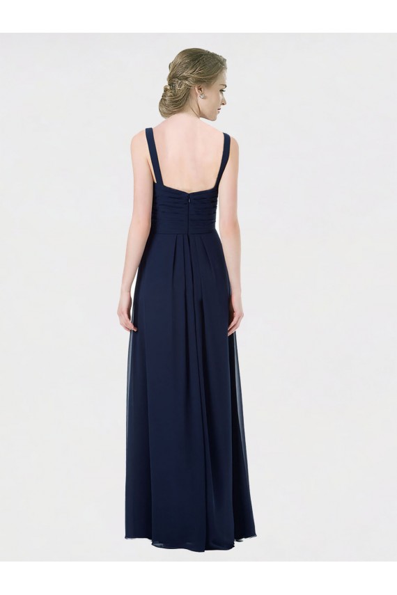Long Sleeveless Lxue Chiffon Dark Navy Sweetheart A-Line Bridesmaid Dress Newcastle