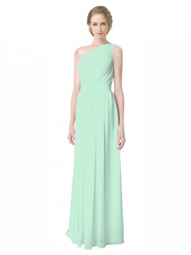 Long Sleeveless Soft Chiffon Mint Green A-Line Bridesmaid Dress Newcastle