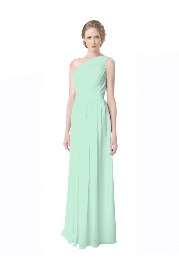 Long Sleeveless Soft Chiffon Mint Green A-Line Bridesmaid Dress Newcastle