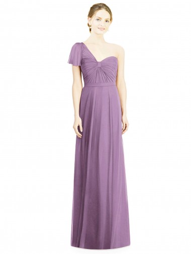 Long Flutter Sleeves Soft Chiffon Dark Lavender A-Line Formal Dress / Bridesmaid Dress Newcastle
