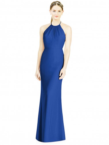Long Sleeveless Soft Chiffon Royal Blue Trumpet Bridesmaid Dress Newcastle