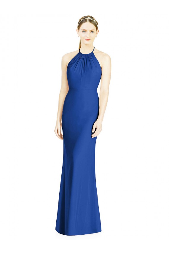 Long Sleeveless Soft Chiffon Royal Blue Trumpet Bridesmaid Dress Newcastle