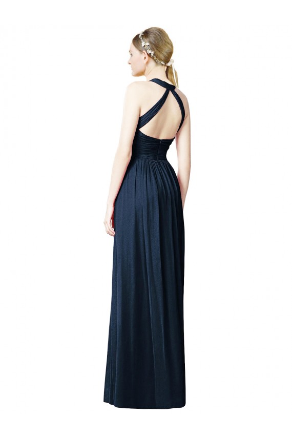 Long Sleeveless Chiffon Dark Navy A-Line Bridesmaid Dresses Newcastle