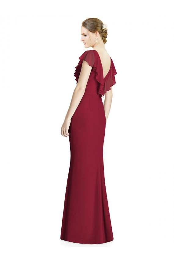 Long Sleeveless Soft Chiffon Burgundy Trumpet Bridesmaid Dress Newcastle
