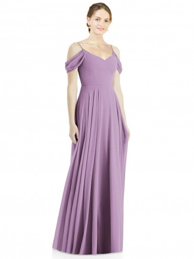 Long Sleeveless Soft Chiffon Dark Lavender A-Line Semi Formal Evening Dress / Bridesmaid Dress Newcastle
