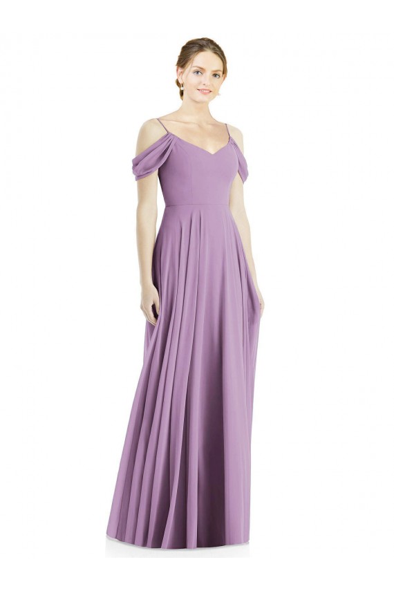 Long Sleeveless Soft Chiffon Dark Lavender A-Line Semi Formal Evening Dress / Bridesmaid Dress Newcastle