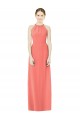 Long Sleeveless Soft Chiffon Coral Halter Neck A-Line Bridesmaid Dress Newcastle