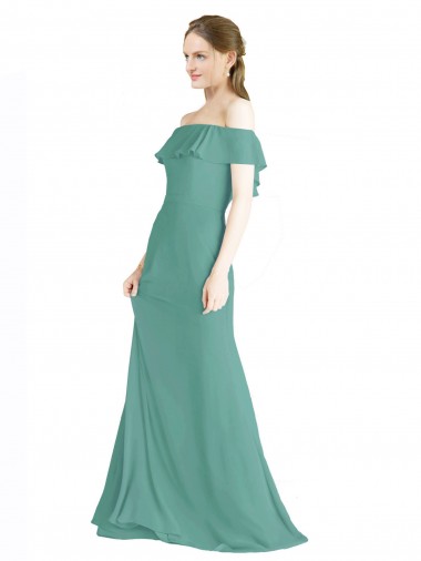 Long Sleeveless Soft Chiffon Icelandic Silver A-Line Bridal Party Dress Newcastle