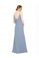 Long Sleeveless Chiffon Dusty Blue Spaghetti Straps A-Line Bridesmaid Dress / Evening Dress Newcastle