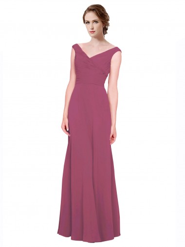 Long Sleeveless Soft Chiffon Mauve Taupe A-Line Bridesmaid Dress Newcastle