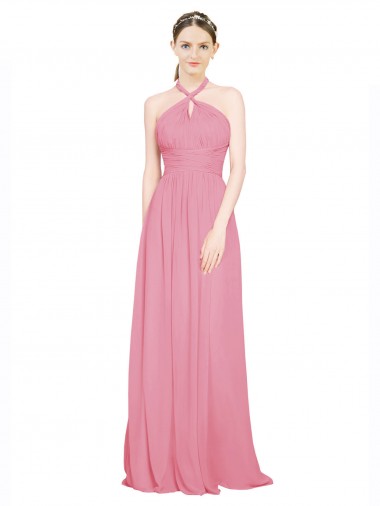 Long Sleeveless Chiffon Skin Pink A-Line Bridesmaid Dress / Evening Dress Newcastle
