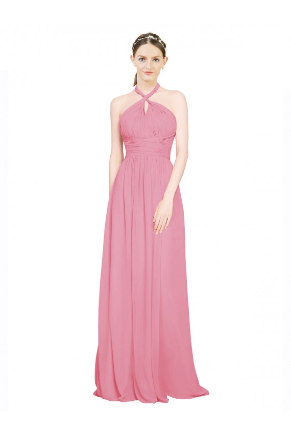 Long Sleeveless Chiffon Skin Pink A-Line Bridesmaid Dress / Evening Dress Newcastle