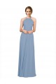 Long Sleeveless Chiffon Dusty Blue Halter Neck A-Line Bridesmaid Dress / Evening Dress Newcastle