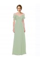 Long Sleeveless Lxue Chiffon Smoke Green A-Line Bridesmaid Dress Newcastle
