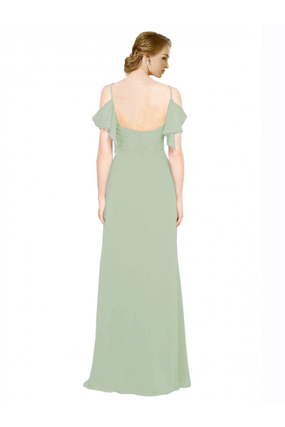 Long Sleeveless Lxue Chiffon Smoke Green A-Line Bridesmaid Dress Newcastle