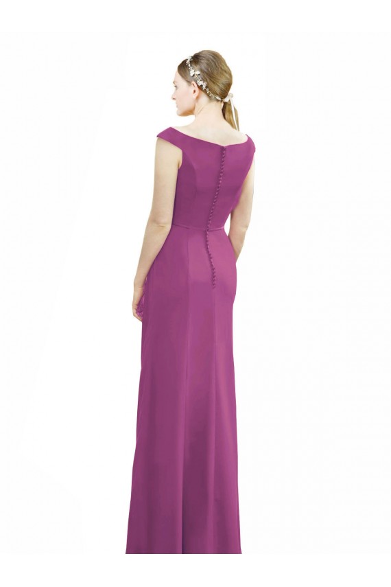 Long Sleeveless Soft Chiffon Wild Berry Mermaid Bridesmaid Dress Newcastle