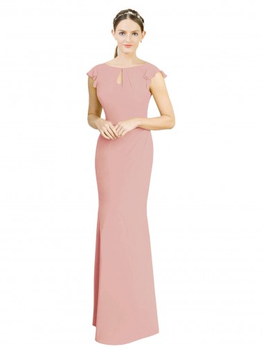 Long Cap Sleeves Soft Chiffon Bliss Pink Mermaid Formal Dress / Bridesmaid Dress Newcastle