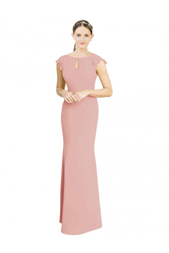 Long Cap Sleeves Soft Chiffon Bliss Pink Mermaid Formal Dress / Bridesmaid Dress Newcastle