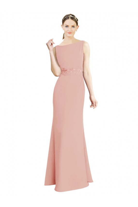Long Sleeveless Soft Chiffon Bliss Pink Mermaid Bridesmaid Dress Newcastle