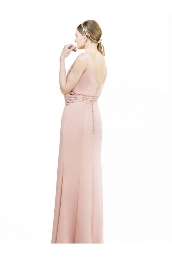 Long Sleeveless Soft Chiffon Bliss Pink Mermaid Bridesmaid Dress Newcastle