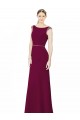 Long Sleeveless Soft Chiffon Burgundy Boat Neck A-Line Bridesmaid Dress Newcastle