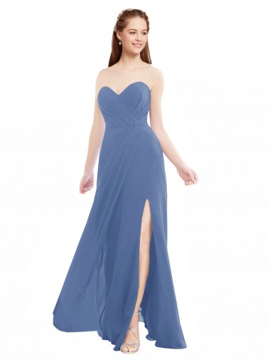 Long Sleeveless Soft Chiffon Windsor Blue A-Line Bridesmaid Dresses Newcastle
