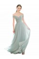 Long Cap Sleeves Soft Chiffon & Lace Sea Glass A-Line Bridesmaid Dress Newcastle
