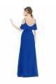 Long Cold Shoulder Soft Chiffon Royal Blue A-Line High Low Bridesmaid Dress Newcastle