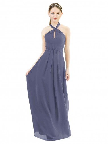 Long Sleeveless Soft Chiffon Silver Stone A-Line Bridesmaid Dress Newcastle