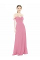 Long Cap Sleeves Soft Chiffon Skin Pink A-Line Formal Dress / Bridesmaid Dress Newcastle