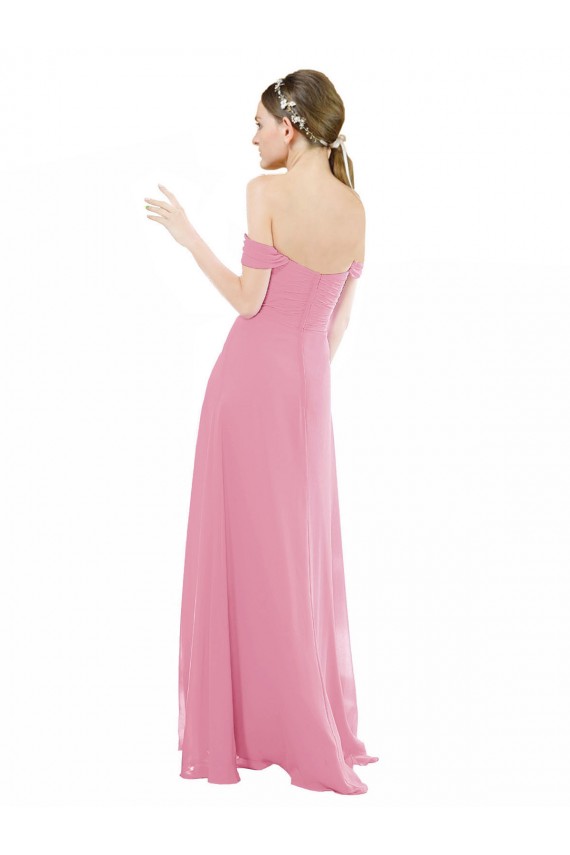 Long Cap Sleeves Soft Chiffon Skin Pink A-Line Formal Dress / Bridesmaid Dress Newcastle