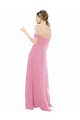 Long Cap Sleeves Soft Chiffon Skin Pink A-Line Formal Dress / Bridesmaid Dress Newcastle