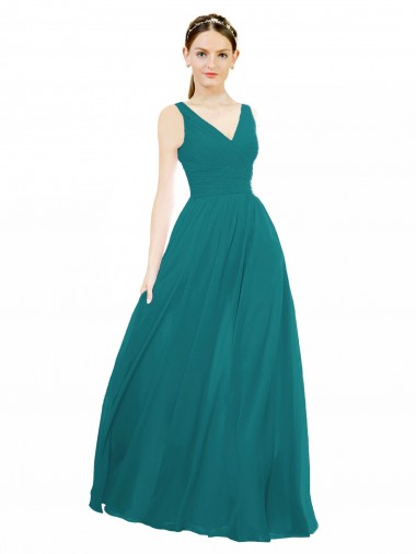Long Sleeveless Chiffon Hunter A-Line Bridesmaid Gowns Newcastle
